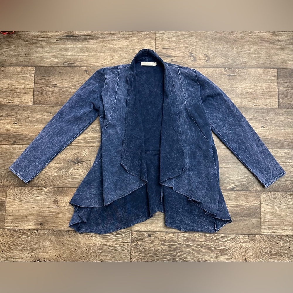 Testimony Los Angeles French Terry Open Victorian Draped Jacket Blue Size S